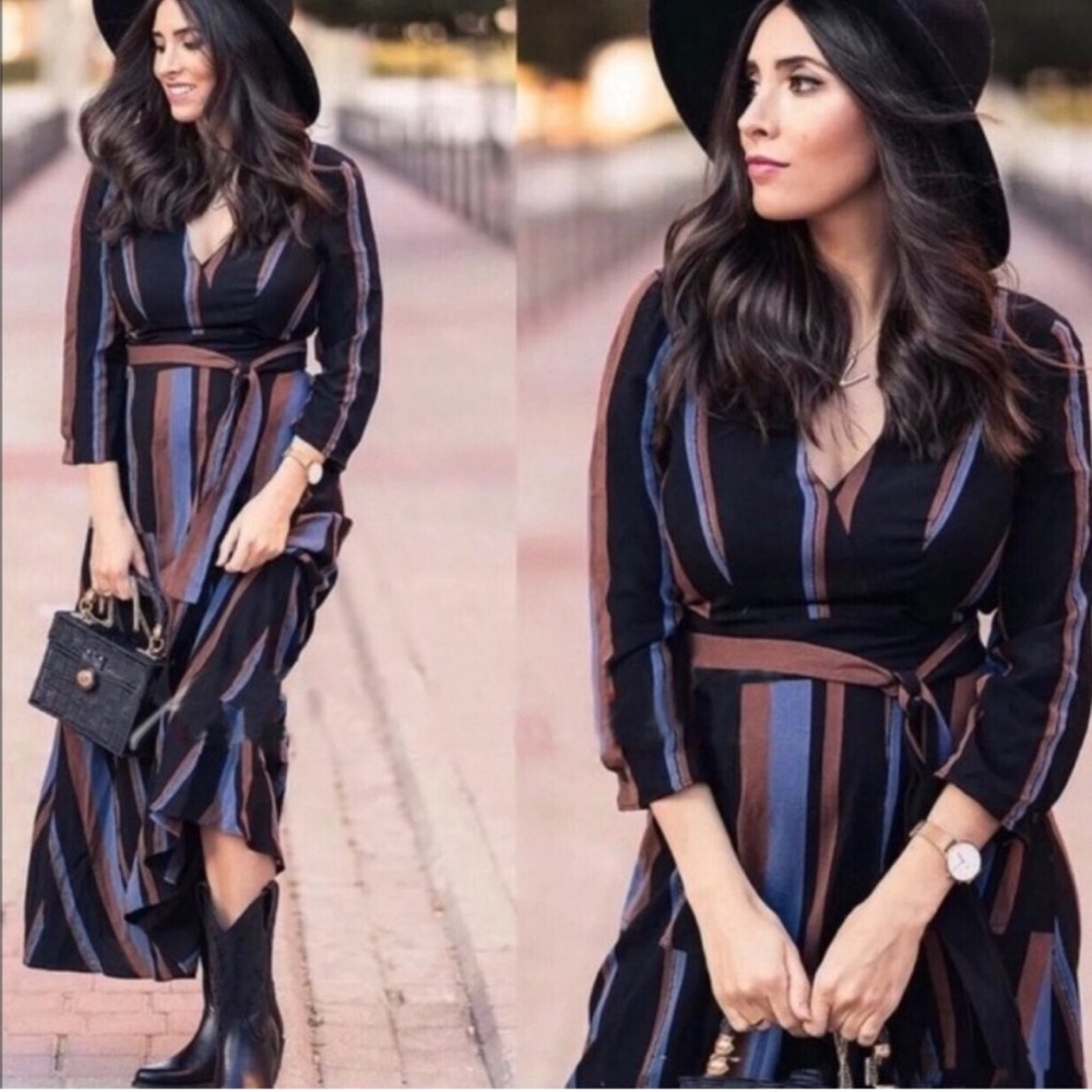 Stylish Striped Dress with Belt